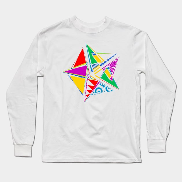 Data Art Maurer Rose | Abstract Funky Geometric Star White Long Sleeve T-Shirt by aRtVerse